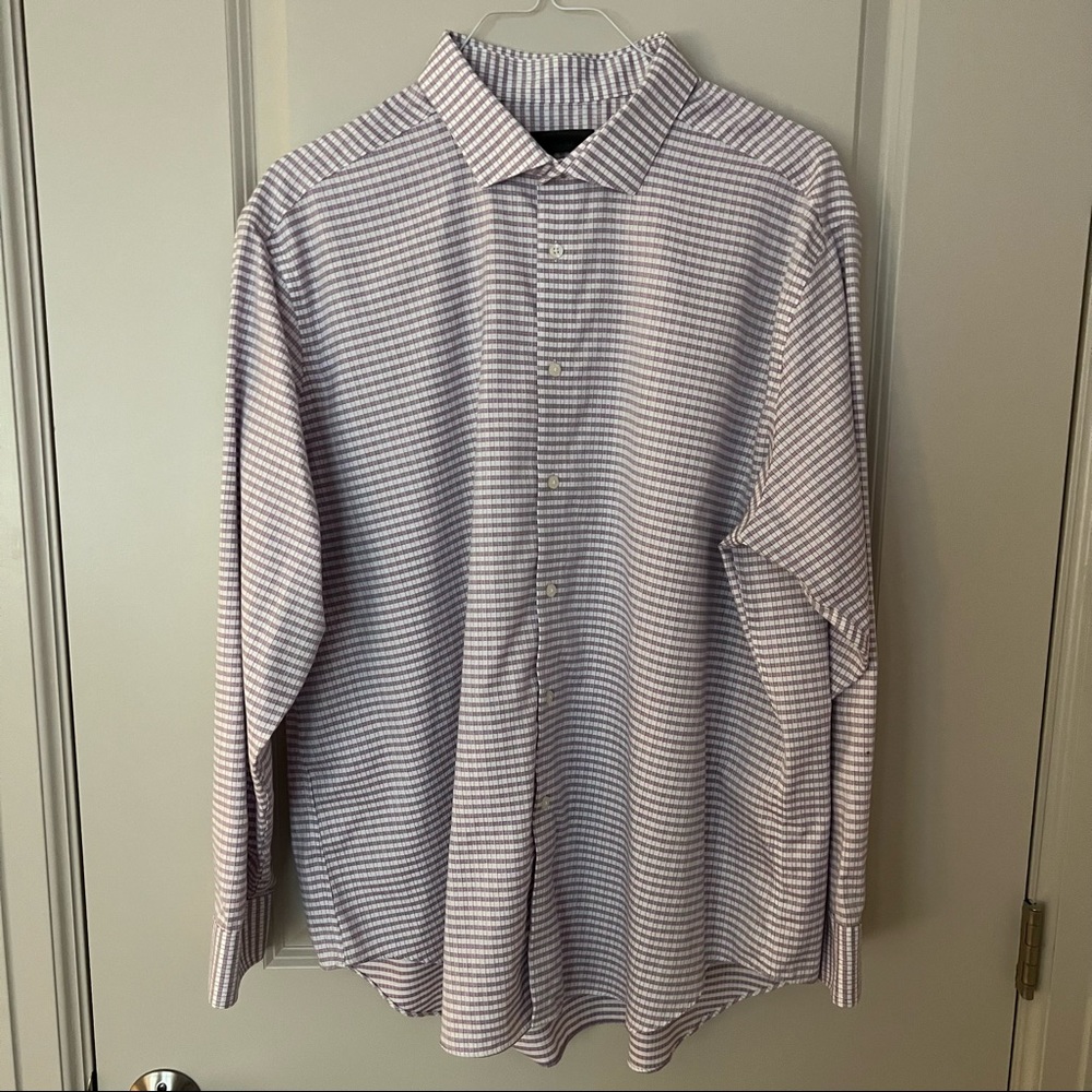 Calvin Klein slim fit mens plaid button down dress shirt | size 19 neck 34/35